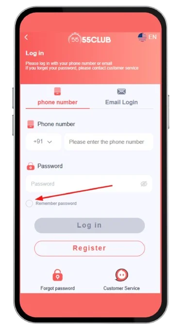 click on remember password